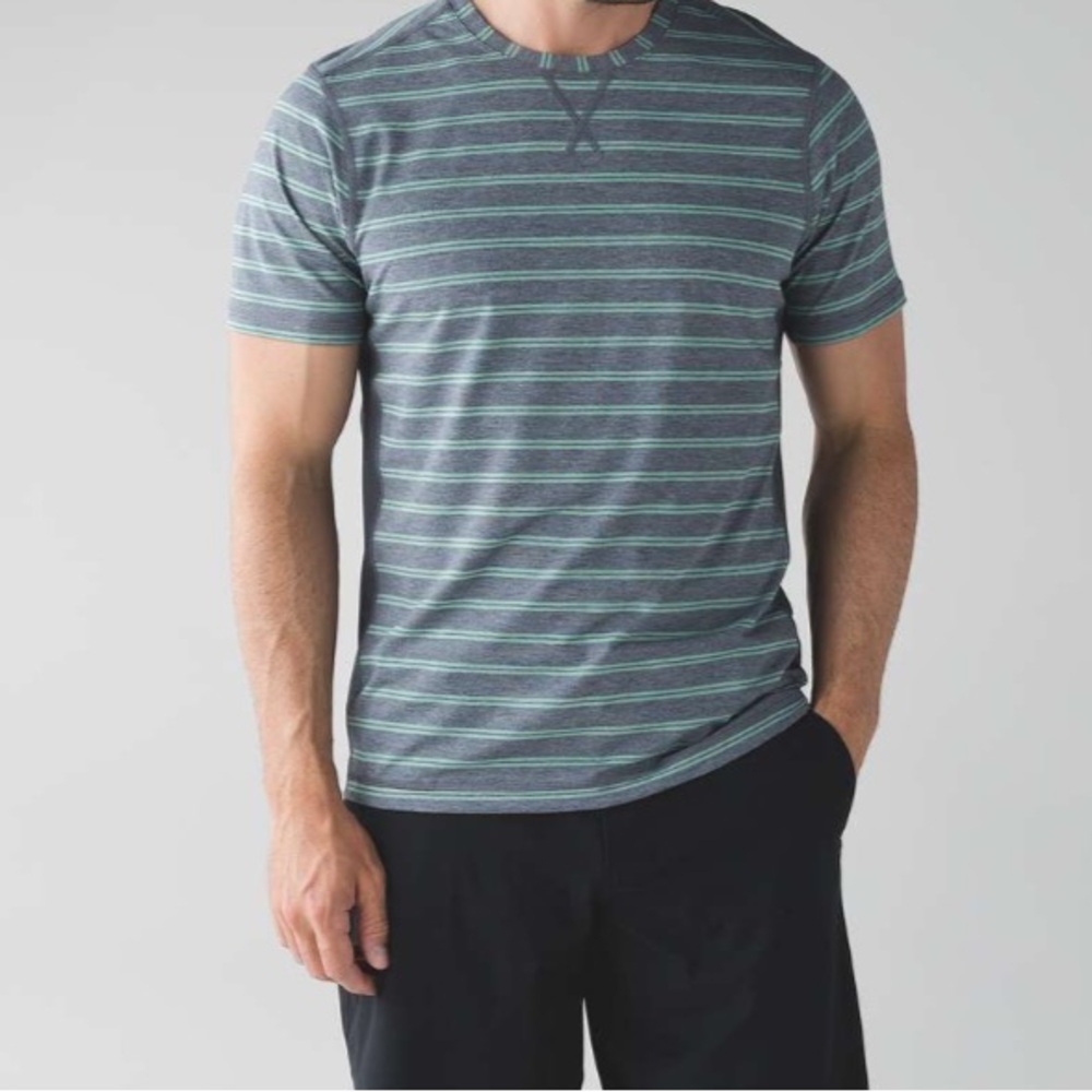Lululemon The Crew Double Dip Stripe Heathered Inkwell Heathered Vintage Green